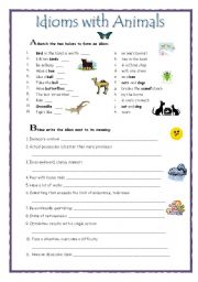 English Worksheet: Idioms with animals