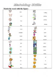 English worksheet: Matching  emotions,numbers,body parts,actions,community workers,seasons,positions