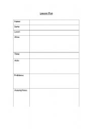 English Worksheet: lesson plan