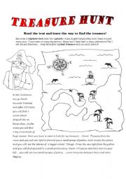 English Worksheet: trasure hunt reading