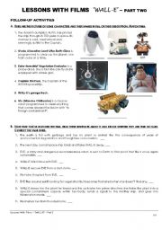 English Worksheet: Lessons witth films - WALL-E - Part Two of Two