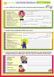 English Worksheet: Writing Series (19) - My Daily Routine - 2nd lesson of 45 minutes on the topic for Upper Elementary and Lower Intermediate st.