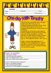 English Worksheet: ONE DAY WITH  TIMOTHY 