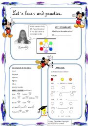 English Worksheet: Lets learn and practice the colours