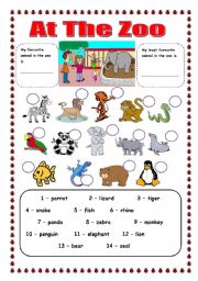 English Worksheet: Zoo Animals