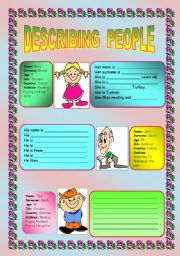 English Worksheet: describing people