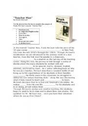 English Worksheet: Introduction actiities to Penguin Reader: TEACHER MAN by Frank McCourt