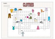 English Worksheet: Clothes crossword