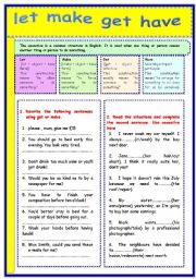 English Worksheet: causative verbs: let-make-get-have