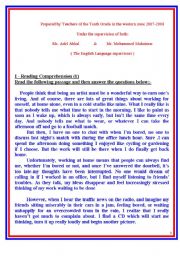 English Worksheet: A collection of tests on different themes, reading, vocab, grammar amd writing. The tests were set by a number of teachers in the Western Educational Zone, supervised by Mr. Adel Abkal and Mr. M Mukhaimar.