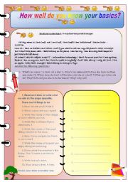 English Worksheet: how well do you know your basics?