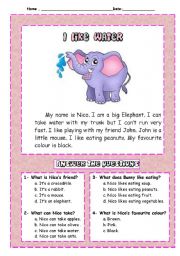 English Worksheet: n 4. easy reading comprehension 