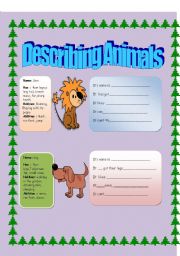 English Worksheet: DESCRIBING ANIMALS ( TO BE, CAN-CANT and HAS GOT included)