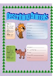 English Worksheet: DESCRIBING ANIMALS ( TO BE, CAN-CANT and HAS GOT included)