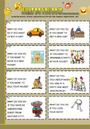 English Worksheet: SPEAKING CARDS: What do you do IF..........