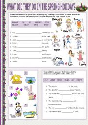 English Worksheet: What did they do in the spring holiday? - Past Simple