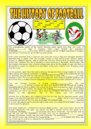English Worksheet: History Series:THE HISTORY OF FOOTBALL (!!! with KEY !!!) (PAST TENSE READING)