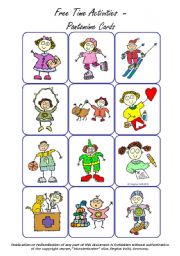 English Worksheet: Free Time Activities - Miming / Pantomime (36 Cards)