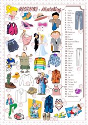 English Worksheet: CLOTHES - MATCHING