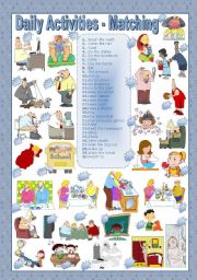 English Worksheet: DAILY ACTIVITIES - MATCHING