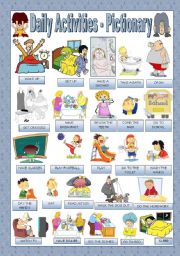 English Worksheet: DAILY ACTIVITIES - PICTIONARY