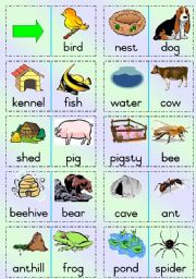 English Worksheet: Animal Homes domino-game