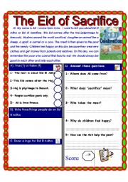 English Worksheet: Reading comprehension test. Festivals and celebrations around the world) episode 2