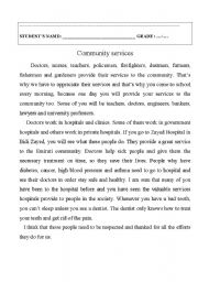 English Worksheet: Community services and community helpers.