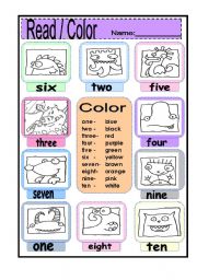 Reading number and color words