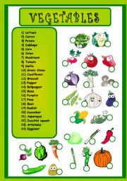 English Worksheet: vegetables