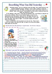 English Worksheet: Describing What You Did Yesterday