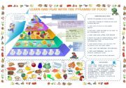 English Worksheet: THE PYRAMID OF FOOD  PART 1 2 WORKSHEETS