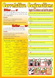 English Worksheet: Correlative Conjunctions - Either ... or / Neither ..... nor   (B/W & Keys)