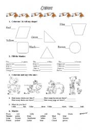 English Worksheet: Shapes & Colours