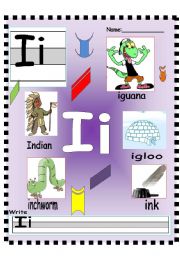 Letter Ii - Jj Vocabulary poster and writing worksheet