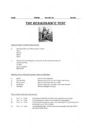 English worksheet: Renaissance Test