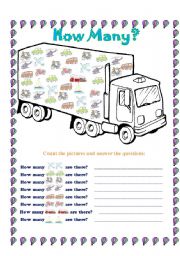 English Worksheet: Means of transportation - How many