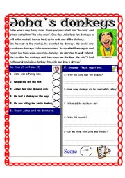 English Worksheet: Reading comprehension Test ( Theme: Smile) episode 2