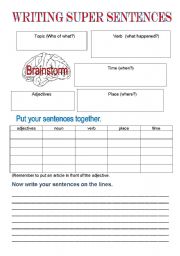 English Worksheet: Super Sentences