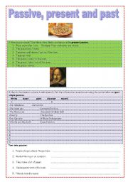 English Worksheet: passive, present and past