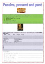 English worksheet: passive, present and past