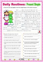 English Worksheet: Daily Routines  -  Simple Present   -  Context: a single nurse in the surgery department