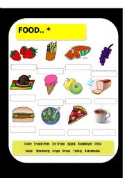 English Worksheet: Vocabulary Food