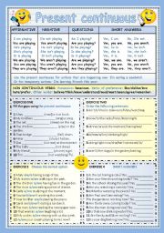 English Worksheet: PRESENT CONTINUOUS