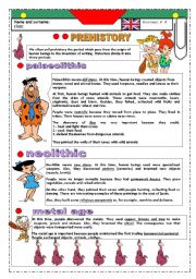 English Worksheet: PREHISTORY: BILINGUAL STUDENTS