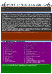 IDIOMATIC EXPRESSIONS AND USAGE