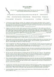 English worksheet: Life in the 1500s