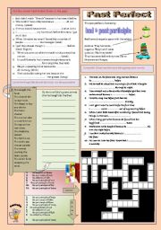 English Worksheet: Past perfect exercises and irregular verb crossword