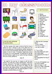 English Worksheet: in my classroom