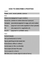 English Worksheet: How to describe a painting